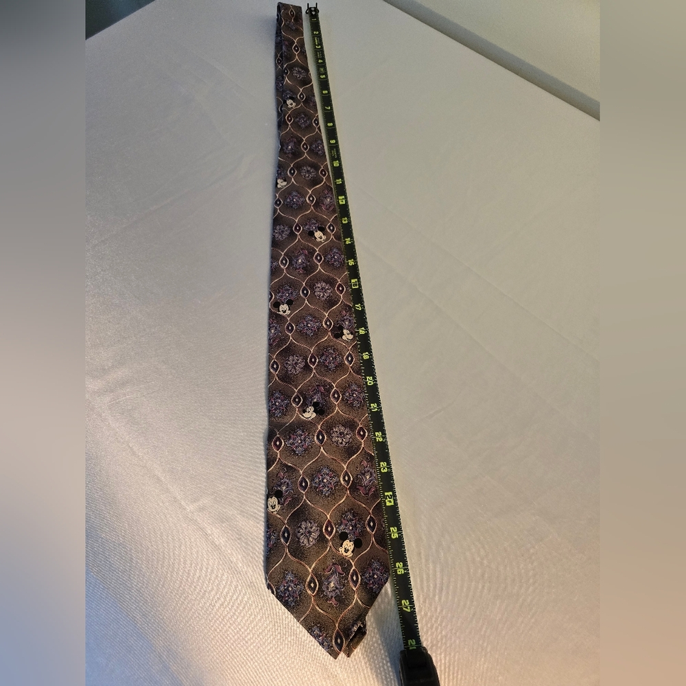 Disney Brown Purple Patterned Men's Tie Feastive Resortwear - Picture 4 of 4